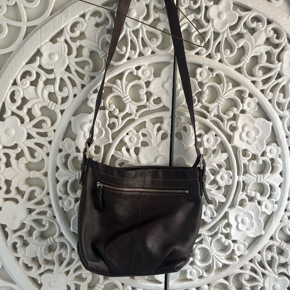 Coach Brown Pebbled Leather Crossbody Bag Adjustable Strap